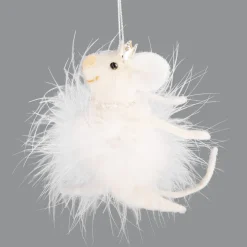Christmas Forever ORN WOOL MOUSE 4.75″ BALLERINA W/ FEATHER TUTU