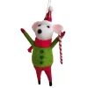 Discount Christmas Forever ORN WOOL MOUSE 5.” W/ CANDY CANE