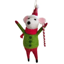Discount Christmas Forever ORN WOOL MOUSE 5.” W/ CANDY CANE