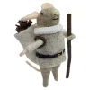 Outlet Christmas Forever ORN WOOL MOUSE HIKING W/ CONE & SACK 5″ GREY/BROWN