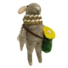 Best Christmas Forever ORN WOOL MOUSE W/ BAG & FLOWER 4.5″ YELLOW/ GREY