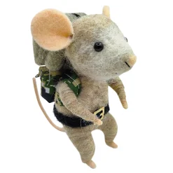 Online Christmas Forever ORN WOOL MOUSE W/ BAGPACK & BLANKET 5″ GREEN/GREY