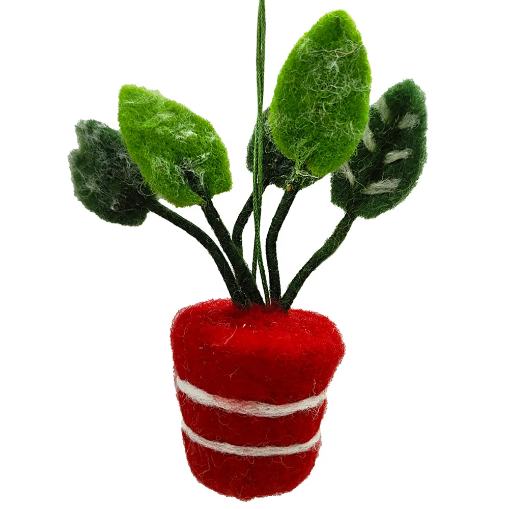 Outlet Christmas Forever ORN WOOL PLANT IN A POT 5″ RED/GREEN