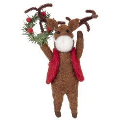 Online Christmas Forever ORN WOOL REINDEER 6.25″ BROWN W/ MASK