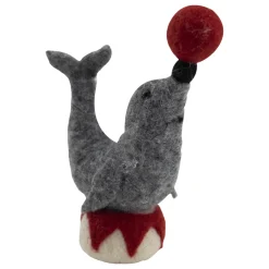 Sale Christmas Forever ORN WOOL SEAL 4.75″ ON DRUM W/ RED BALL