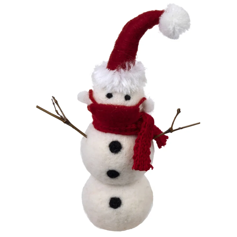 Clearance Christmas Forever ORN WOOL SNOWMAN 6.5″ W/ RED HAT & MASK