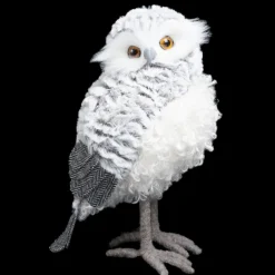 Best Christmas Forever OWL GRAY/ WHITE 7.5″ WOOLY FUR STANDING