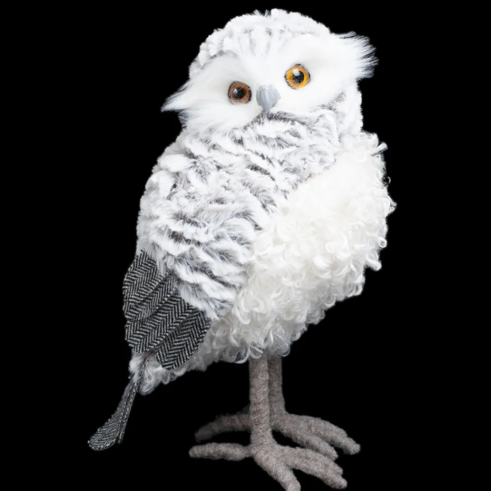 Best Christmas Forever OWL GRAY/ WHITE 7.5″ WOOLY FUR STANDING