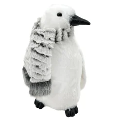 Best Christmas Forever PENGUIN WHITE FUR 11.5″ W/ GRAY SCARF