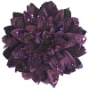 Outlet Christmas Forever PEONY HEAD PURPLE 6″ CARDED W/ GLITTER & CLIP