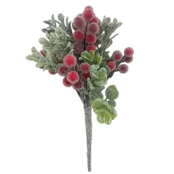 Discount Christmas Forever PICK BERRY 09″ RED W/ EUCALYPTUS FROSTED