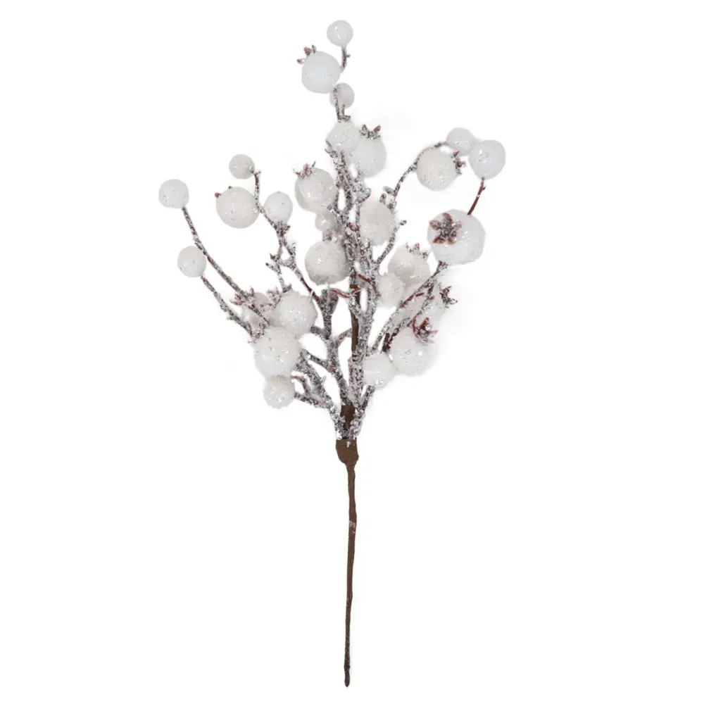 Sale Christmas Forever PICK BERRY 12″ WHITE SNOW BERRY W/ SNOW FROSTING