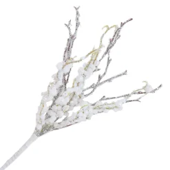 New Christmas Forever PICK BERRY 12″ WHITE SNOW BERRY ON TWIGS FLOCKED