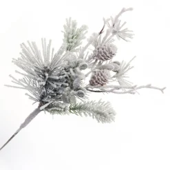 Hot Christmas Forever PICK PINE FLOCKED 12″ NATURAL MIXED PINE WITH PINE CONE