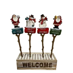 Hot Christmas Forever PICK WOODEN SANTA | SNOWMAN 4 ASSTD. 13.5″ WITH DISPLAY BOX