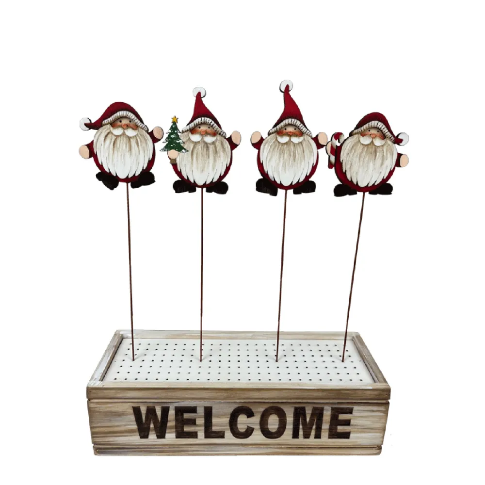 Discount Christmas Forever PICK WOODEN SANTA 4 STYLES 12″ WITH DISPLAY BOX