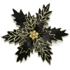 Outlet Christmas Forever POINSETTIA HEAD BLACK 13.5″ VELVET W/ GOLD GLITTER W/ CLIP