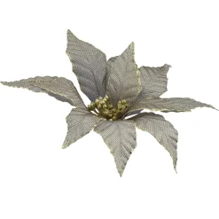 Outlet Christmas Forever POINSETTIA HEAD BRONZE 13″ SHIMMER FABRIC W/ CLIP