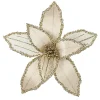Outlet Christmas Forever POINSETTIA HEAD CHAMPAGNE 9″ VELVET SHEER W/ CLIP