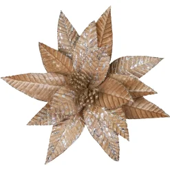 Clearance Christmas Forever POINSETTIA HEAD COFFEE 12″ VELVET W/ SILVER FOIL & CLIP