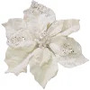 Clearance Christmas Forever POINSETTIA HEAD CREAM 10″ CARDED W/ GLITTER & CLIP