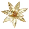 Hot Christmas Forever POINSETTIA HEAD GOLD 12″ METALLIC W/GLTR & CLIP