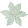 Best Christmas Forever POINSETTIA HEAD GREEN MINT 12″ VELVET W/ GLITTER & CLIP