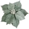 Clearance Christmas Forever POINSETTIA HEAD GREEN MINT 9″ ICE/SNOW EDGE CARDED W/ CLIP