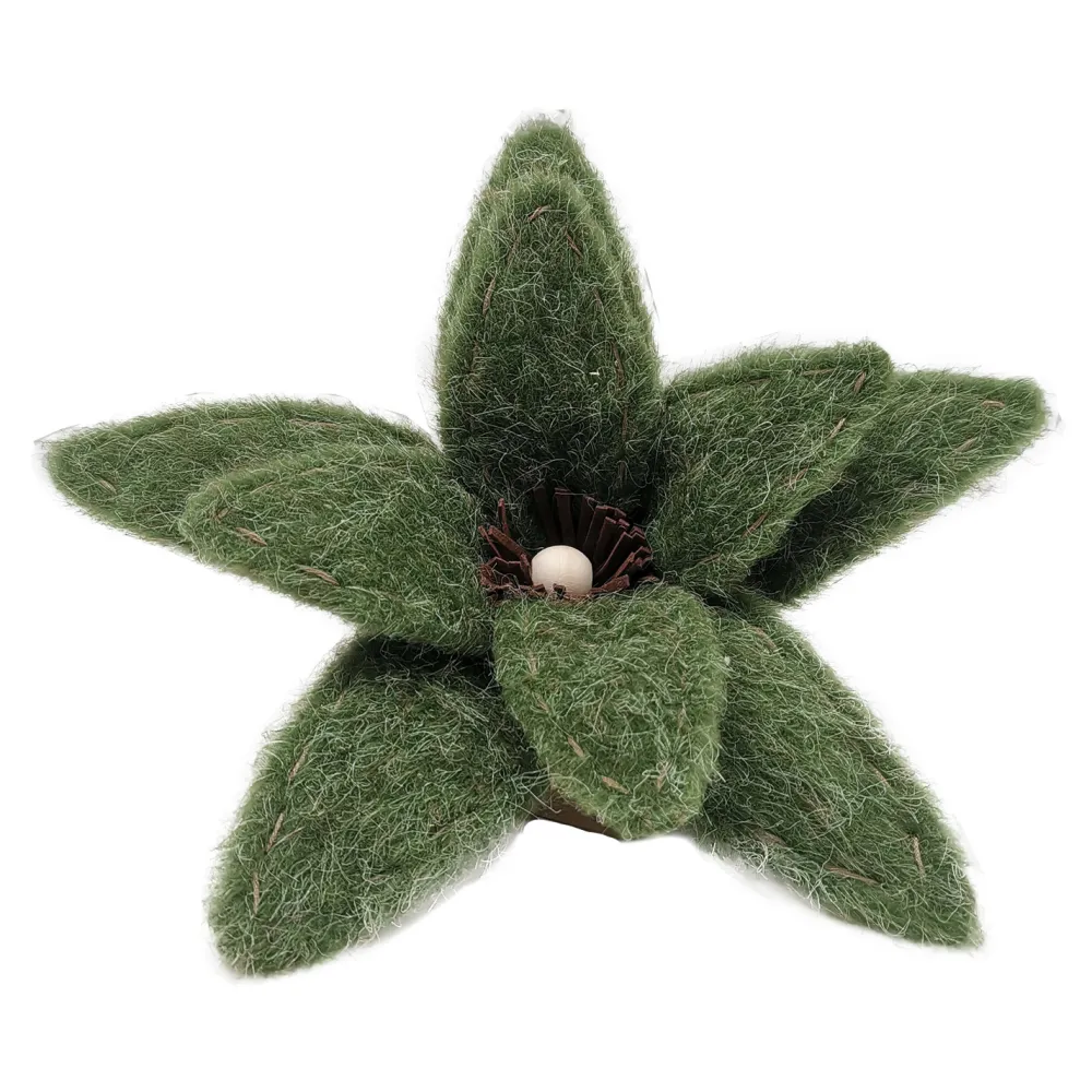 Outlet Christmas Forever POINSETTIA HEAD GREEN MOSS 9″ FELT FROSTED LOOK W/ CLIP