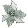 Sale Christmas Forever POINSETTIA HEAD GREEN SLATE 10″W/ GLITTER & CLIP