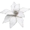 Hot Christmas Forever POINSETTIA HEAD IVORY / BEIGE 10″ VELVET W/GLITTER EDGE & CLIP