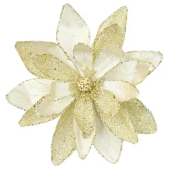 Hot Christmas Forever POINSETTIA HEAD IVORY /WHITE 12″ VELVET W/ CLIP