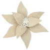 Sale Christmas Forever POINSETTIA HEAD NATURAL 11.5″ FROSTED WOOL W/ CLIP
