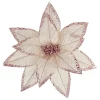 Hot Christmas Forever POINSETTIA HEAD PINK 12″ METALLIC/ GLITTER W/ CLIP