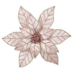 Sale Christmas Forever POINSETTIA HEAD PINK ROSE 11.5″ VELVET W/ CLIP