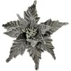 Online Christmas Forever POINSETTIA HEAD PLATINUM 11″ VELVET W/ GLITTER & CLIP