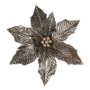 Best Christmas Forever POINSETTIA HEAD PLATINUM 11.5″ METALLIC W/ GOLD GLITTER