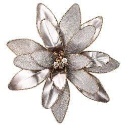 Christmas Forever POINSETTIA HEAD PLATINUM COPPER 11″ METALLIC W/ CLIP