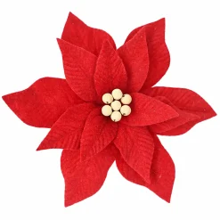 Clearance Christmas Forever POINSETTIA HEAD RED 11″ FELT W/ CLIP