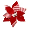 Best Christmas Forever POINSETTIA HEAD RED 11.5″ VELVET W/ CANDYCANE STIPE & CLIP