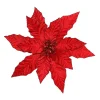 Online Christmas Forever POINSETTIA HEAD RED 12″ VELVET W/ GLITTER & CLIP