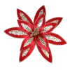 Hot Christmas Forever POINSETTIA HEAD RED 13″ VELVET W/ CHAMPAGNE GLTR & CLIP