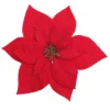 Hot Christmas Forever POINSETTIA HEAD RED 9″ VELVET WITH CLIP