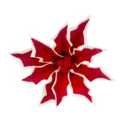 Best Christmas Forever POINSETTIA HEAD RED / WHITE 7.5″ LAYERED FELT W/ CLIP