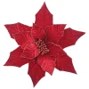 Online Christmas Forever POINSETTIA HEAD RED /DEEP RED 12.5″ VELVET W/ CLIP