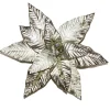 Outlet Christmas Forever POINSETTIA HEAD SILVER 12.5″ SHINY W/ GLTR W/CLIP