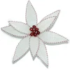 New Christmas Forever POINSETTIA HEAD WHITE 12″ GLITTER W/ RED/WHITE EDGE W/ CLIP