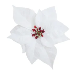 Sale Christmas Forever POINSETTIA HEAD WHITE 6.5″ VELVET W/CLIP