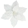 New Christmas Forever POINSETTIA HEAD WHITE 9.5″ VELVET W/ CLIP