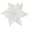 New Christmas Forever POINSETTIA HEAD WHITE 12″ VELVET GLITTER & CLIP